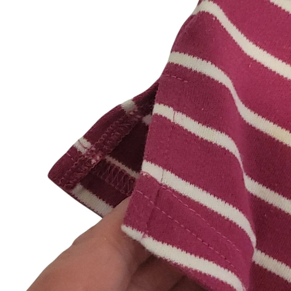 Blair Womens Small Striped Floral Tunic Top 3/4 Sleeves Burgundy & White Cotton - Picture 9 of 13